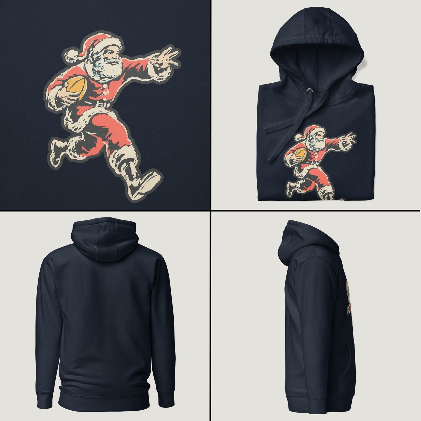Santa "Sleigh Train" Claus: Fullback - Vintage Graphic Hoodie
