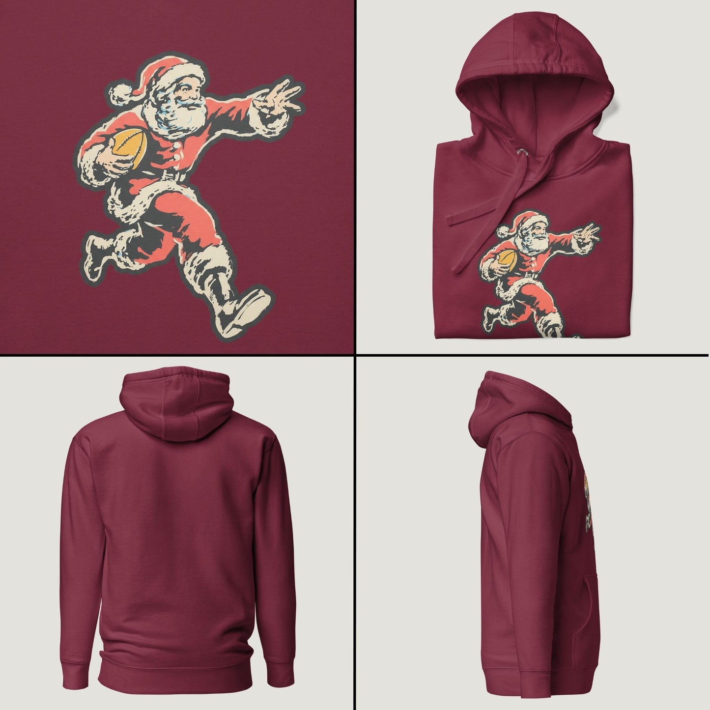 Santa "Sleigh Train" Claus: Fullback - Vintage Graphic Hoodie