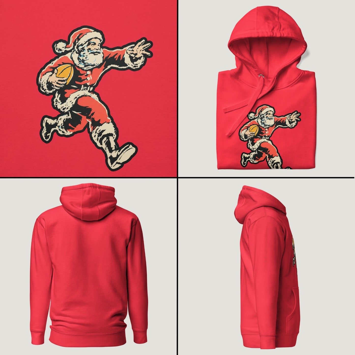 Santa "Sleigh Train" Claus: Fullback - Vintage Graphic Hoodie