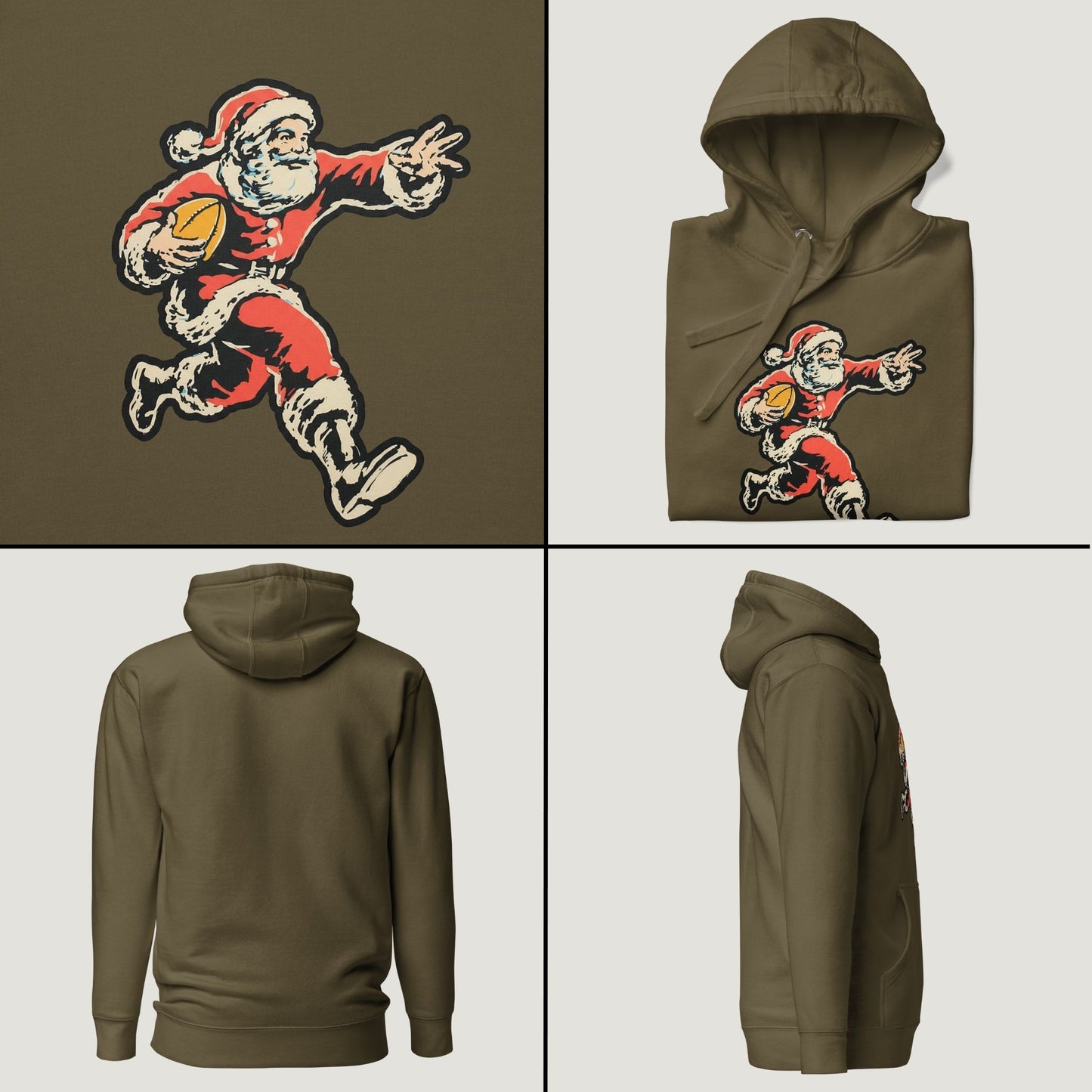 Santa "Sleigh Train" Claus: Fullback - Vintage Graphic Hoodie